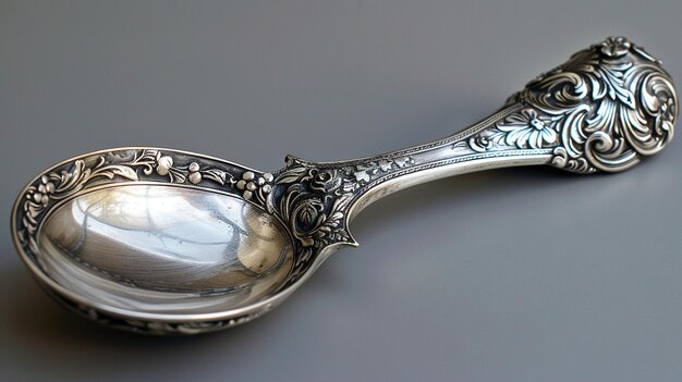 Photo vintage silver ice cream scoop a background