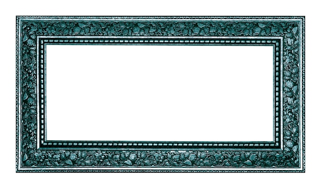 Vintage silver wood picture frame isolated on white background