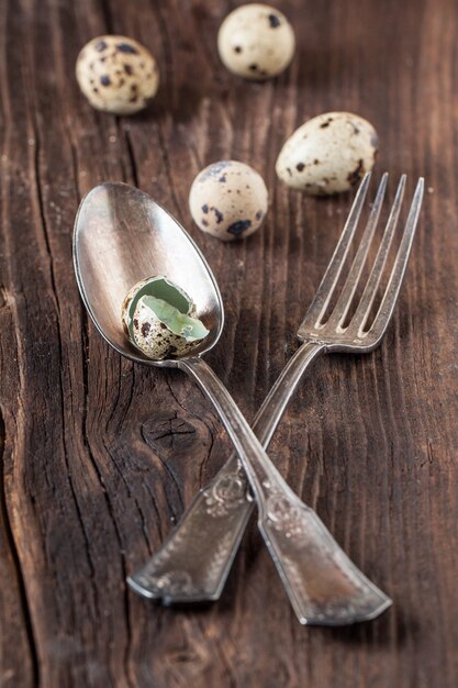 винтажное серебро с перепелиными яйцами