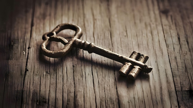 Vintage sleutel op houten achtergrond
