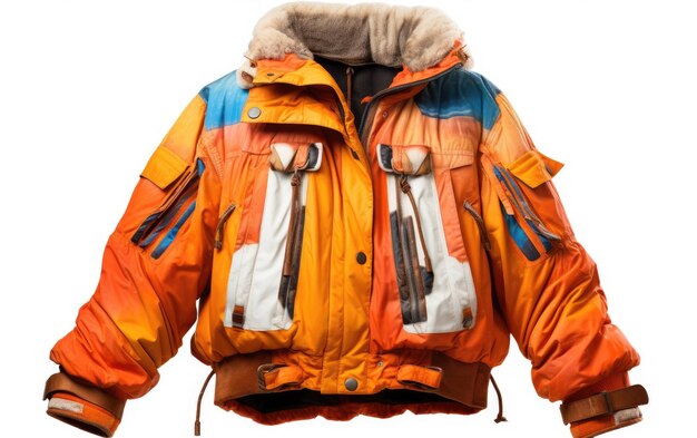 Photo vintage snowsports jacket on white background