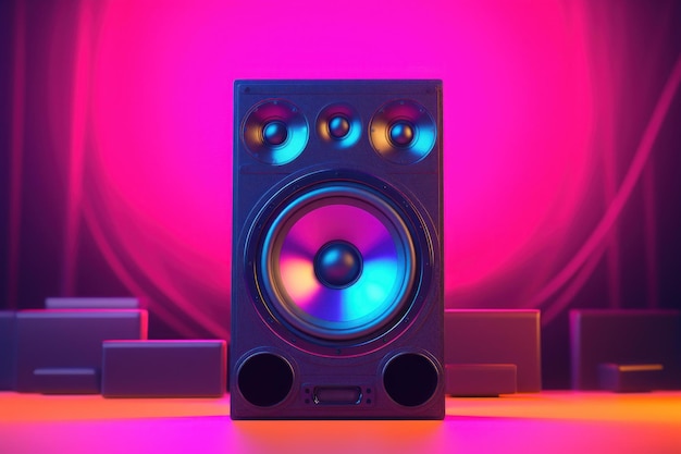 Vintage Speaker brick background Generate Ai