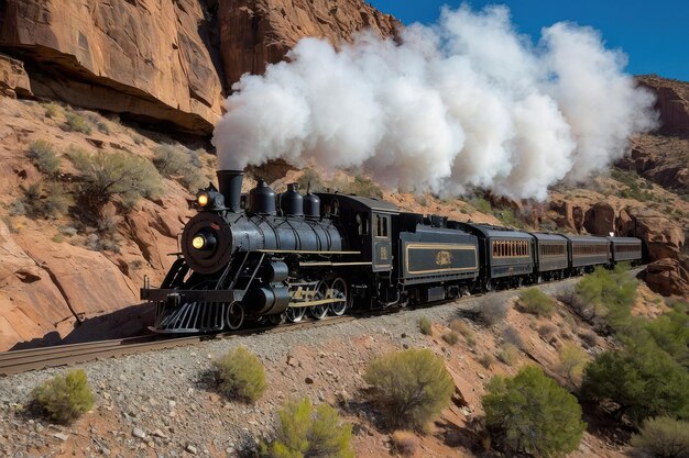 写真 砂漠を駆け抜けるヴィンテージ蒸気列車