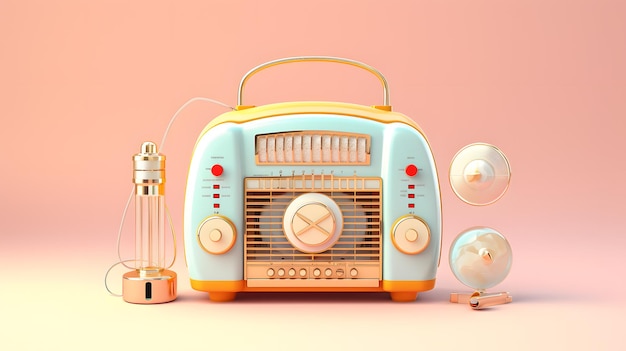 Vintage stijl koptelefoon radio ontvanger en microfoon