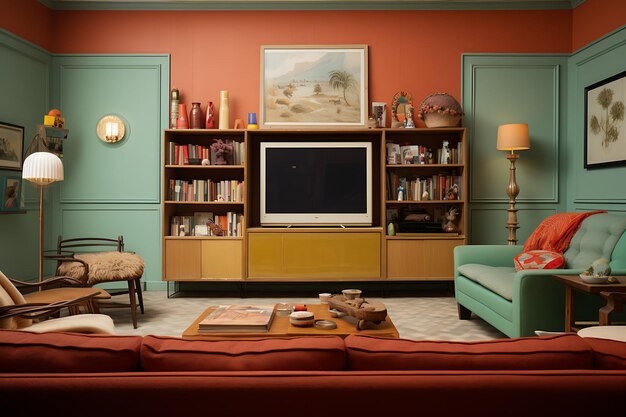 Photo vintage style of family room