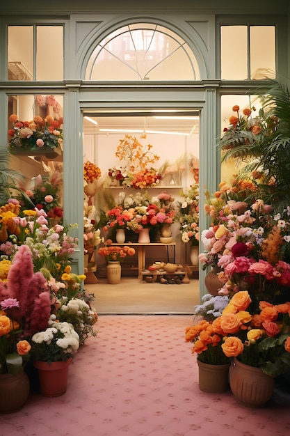 Винтажный стиль цветочного магазина