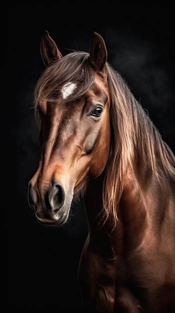 Vintage Style Horse on Dark Background AI Generated