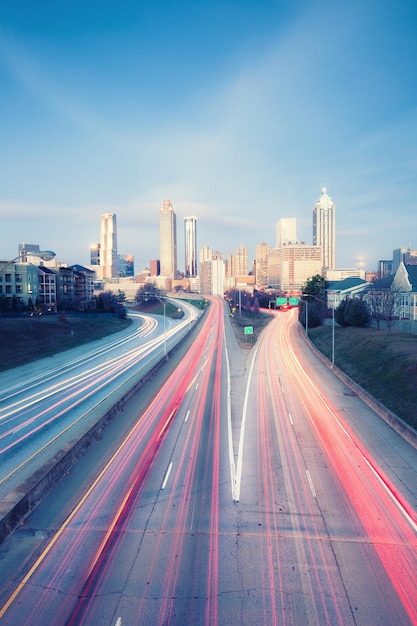 Vintage style photo of Atlanta skyline