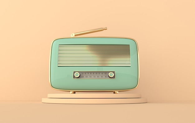 Vintage style radio receiver on podium