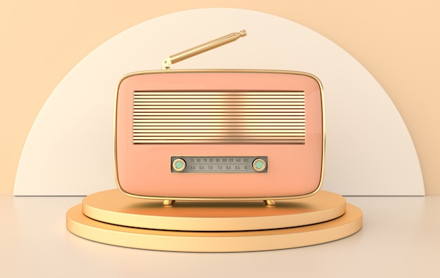 Vintage style radio receiver on podium