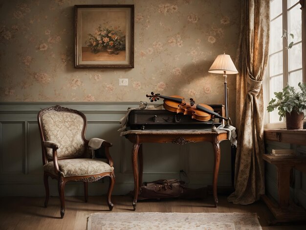 Photo a vintage style room with a violin