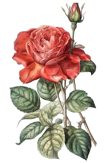 Vintage style watercolor painting of a peony flower Generative AI