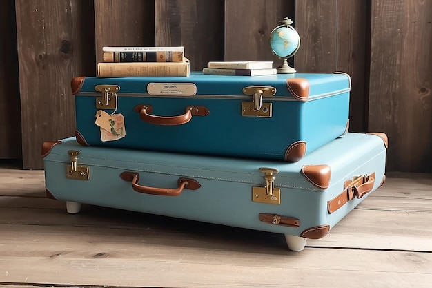 Photo vintage suitcase nightstand with retro charm