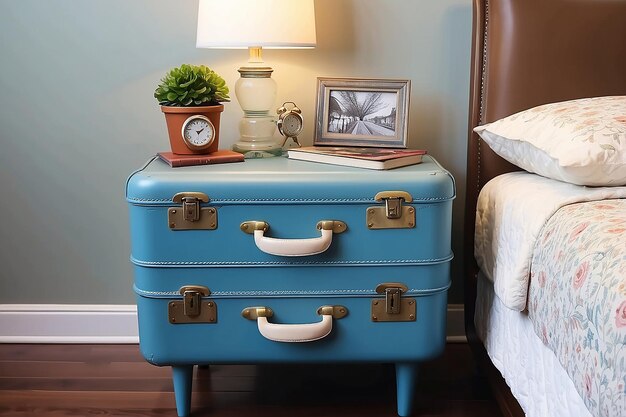 Vintage Suitcase Nightstand with Retro Charm