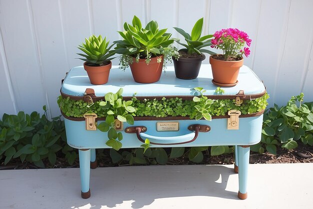 Vintage Suitcase Plant Stand