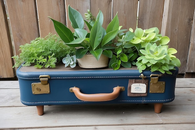 Vintage Suitcase Plant Stand