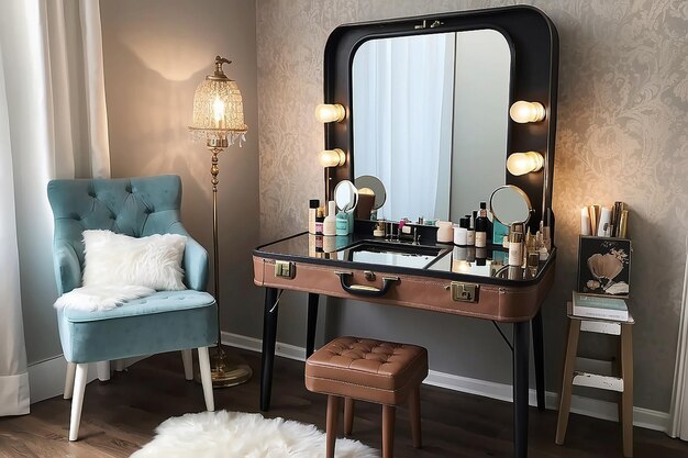 Vintage Suitcase Vanity Setup