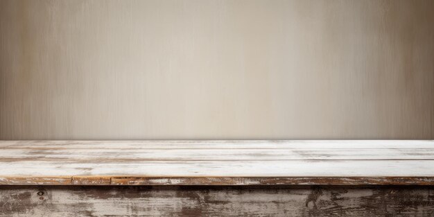 Photo vintage table and old white wooden wall create a productready background image