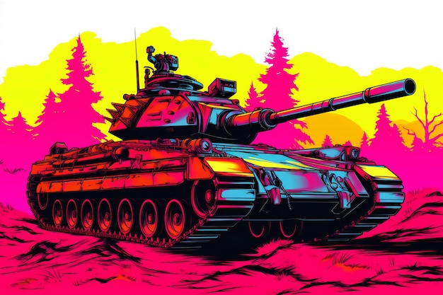 Vintage tank military art designillustration