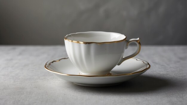 Vintage teacup with floral design on saucer