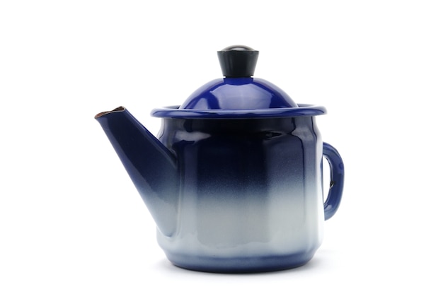 Vintage teapot in blue isolated