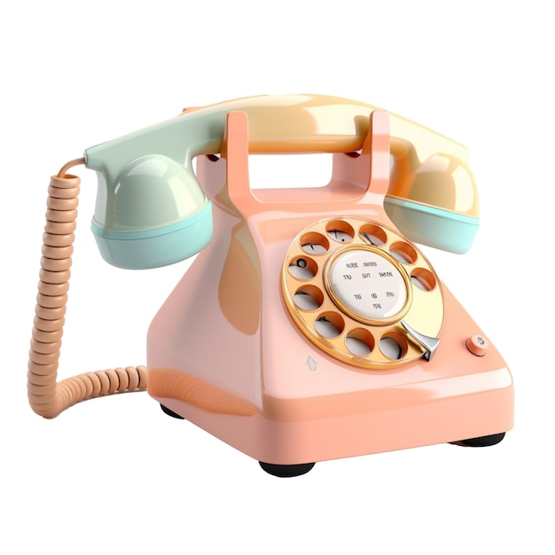 Vintage telephone in 3D style trending color palette with Generative AI