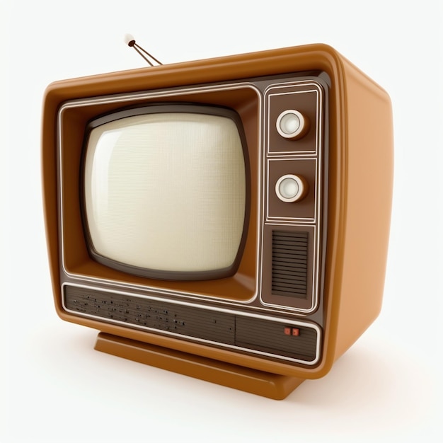 Vintage televisie bruine kleur geïsoleerd op een wit
