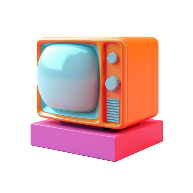Vintage televisie in trending kleurenpalet in 3D-stijl met generatieve AI