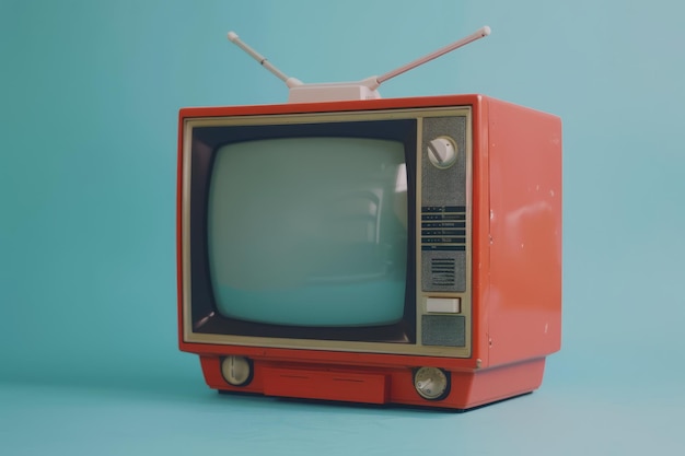 Vintage televisie op kleur achtergrond