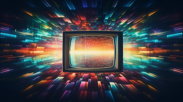 Photo a vintage television screen displaying vibrant abstract patterns