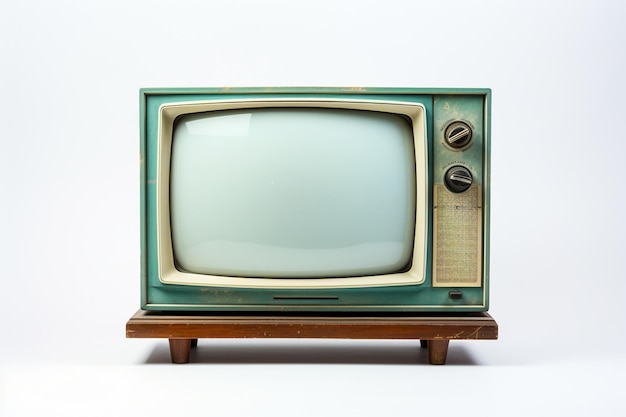 Vintage Television Set Isolated on White Background Generative AI