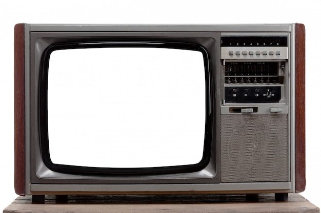 Vintage television with cut out screen on Isolated background

