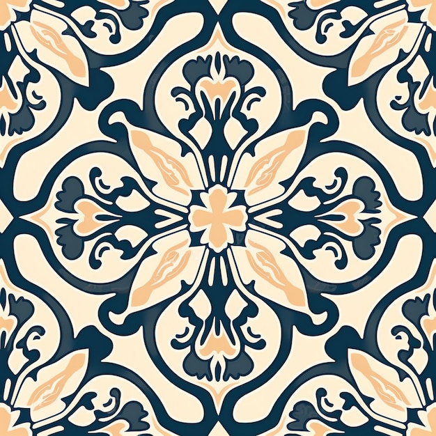 A vintage tile pattern with a floral design.