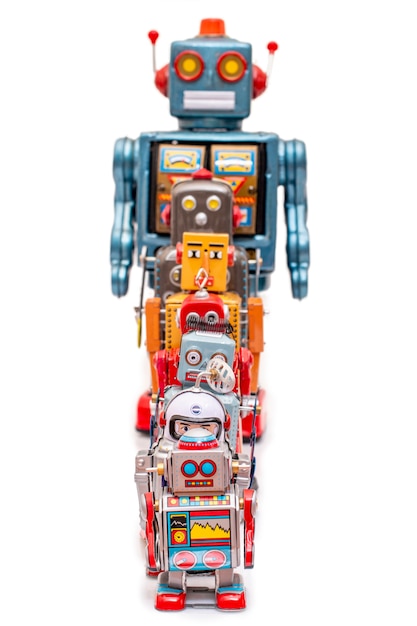 Vintage tin robot toys