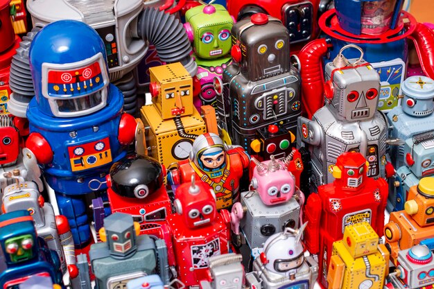 Vintage tin robot toys