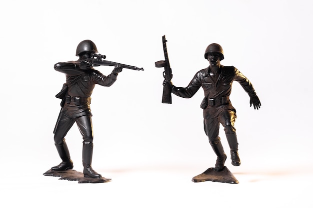 Vintage toy black soldiers isolated