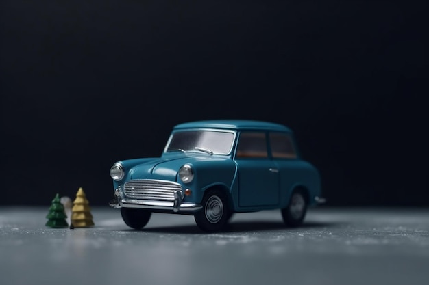 Vintage toy car on a dark background Retro car Classic car