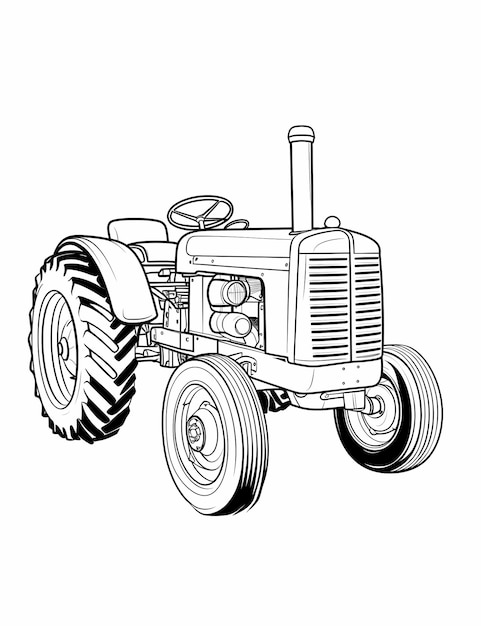 Photo vintage tractor delights lowdetail coloring pages for little ones