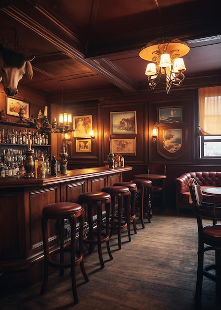 Vintage traditional cowboy pub interior for design Generative AI