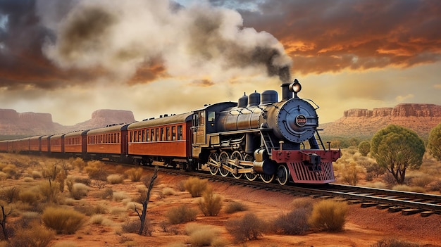 vintage train in the australian outback an old train