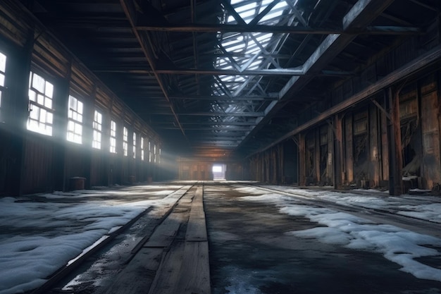 Vintage Trains in a Frosty Mountain Warehouse