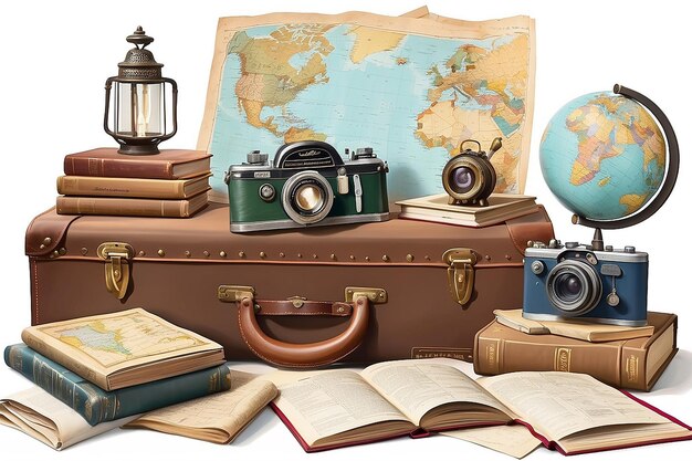 Photo vintage travelthemed study