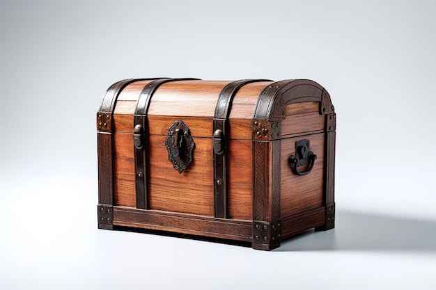 Vintage Treasure Wooden Chest on Transparent Background Generative AI