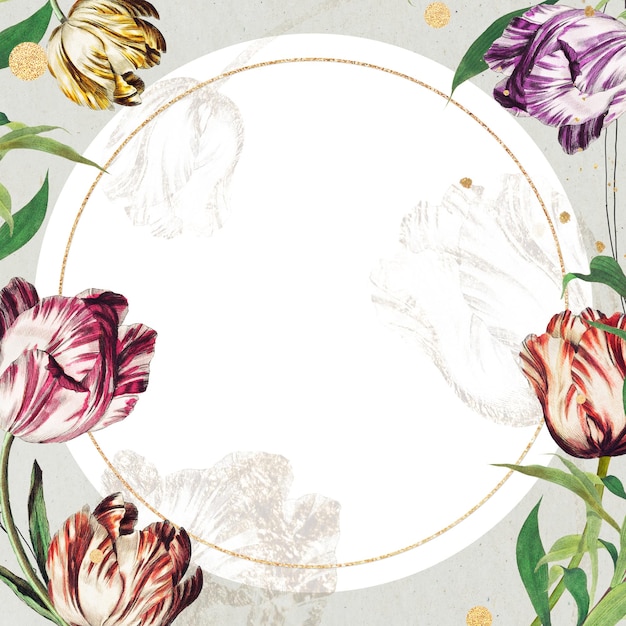 vintage tulip flower frame design element