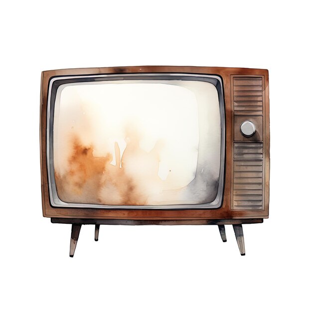 Vintage TV waterverf illustratie minimalistische stijl