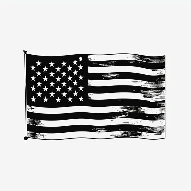 Photo a vintage twist simplistic black and white logo featuring an antique american flag on a solid color