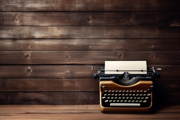 Photo vintage typewriter on rustic wooden background