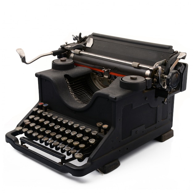 Foto macchina da scrivere vintage su bianco