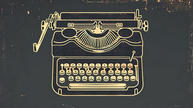 Photo a vintage typewriter with a retro design the typewriter is black and gold with a creamcolored keyboard