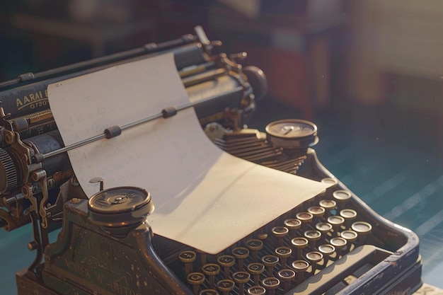 Vintage typewriter with a sheet of paper capturing